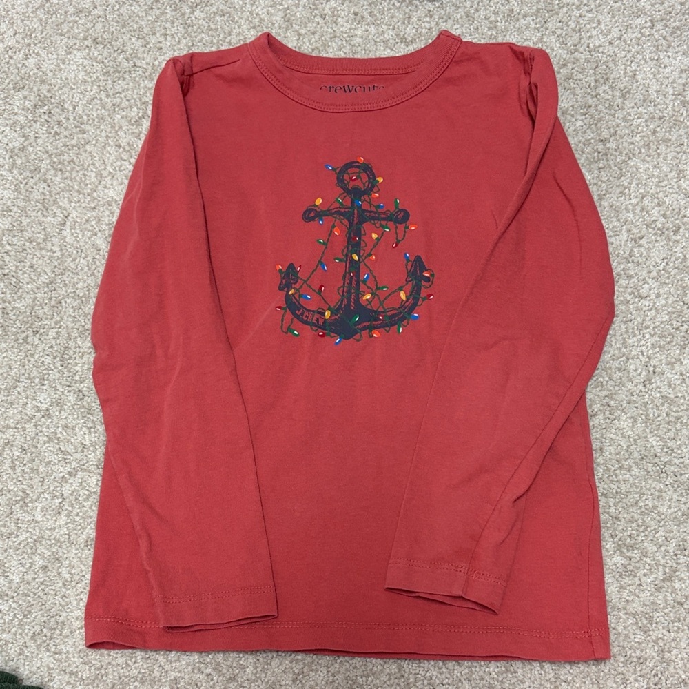 Crewcuts Red Anchor Long Sleeve Tee
